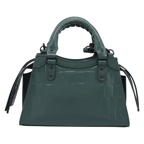 BALENCIAGA Neo Classic City Hand Bag Leather 2way Green 638524 Auth 189890SM