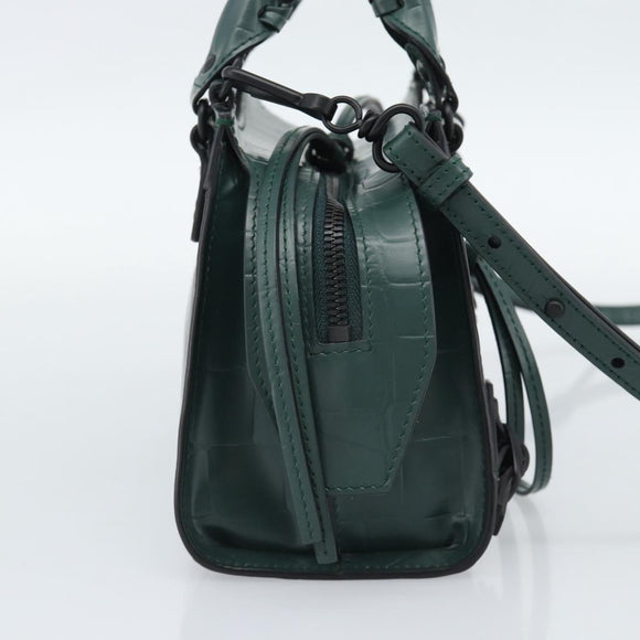 BALENCIAGA Neo Classic City Hand Bag Leather 2way Green 638524 Auth 189890SM