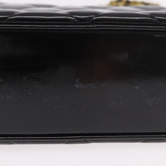 CHANEL Matelasse Chain Tote Bag Patent leather Black Gold CC Auth 189891A