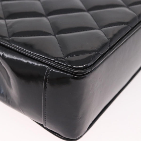 CHANEL Matelasse Chain Tote Bag Patent leather Black Gold CC Auth 189891A