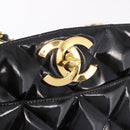 CHANEL Matelasse Chain Tote Bag Patent leather Black Gold CC Auth 189891A-21