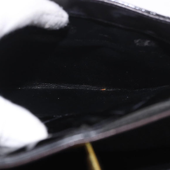 CHANEL Matelasse Chain Tote Bag Patent leather Black Gold CC Auth 189891A