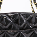 CHANEL Matelasse Chain Tote Bag Patent leather Black Gold CC Auth 189891A-3