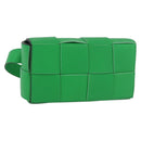 BOTTEGA VENETA MAXI INTRECCIATO Cassette Waist bag Leather Green Auth 189892M-1