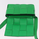 BOTTEGA VENETA MAXI INTRECCIATO Cassette Waist bag Leather Green Auth 189892M-9