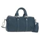 LOUIS VUITTON Aerogram Keepall XS Bag Leather Blue M81003 LV Auth 189893M-1