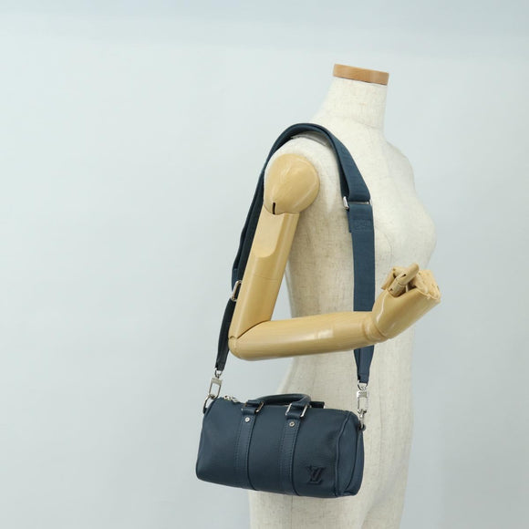 LOUIS VUITTON Aerogram Keepall XS Bag Leather Blue M81003 LV Auth 189893M