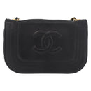 CHANEL Chain Shoulder Bag Lamb Skin Black Gold CC Auth 189894-13