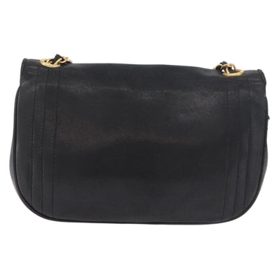 CHANEL Chain Shoulder Bag Lamb Skin Black Gold CC Auth 189894 - 0