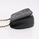 CHANEL Chain Shoulder Bag Lamb Skin Black Gold CC Auth 189894-4