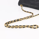 CHANEL Chain Shoulder Bag Lamb Skin Black Gold CC Auth 189894-7