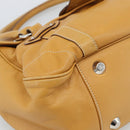 Christian Dior Hand Bag Leather Beige Silver Auth 189896A-14