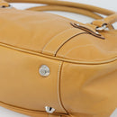 Christian Dior Hand Bag Leather Beige Silver Auth 189896A-15