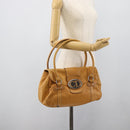 Christian Dior Hand Bag Leather Beige Silver Auth 189896A-22
