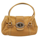 Christian Dior Hand Bag Leather Beige Silver Auth 189896A-13