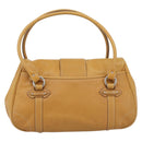 Christian Dior Hand Bag Leather Beige Silver Auth 189896A-2