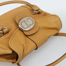 Christian Dior Hand Bag Leather Beige Silver Auth 189896A-6