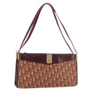 Christian Dior Trotter Canvas Shoulder Bag Red Gold Auth 189897-1