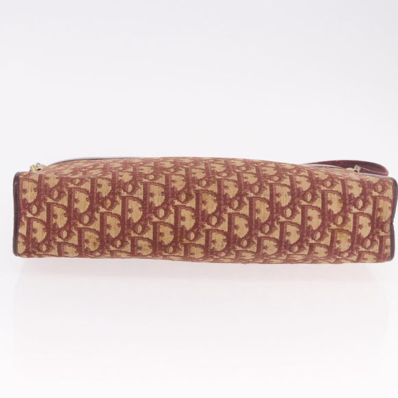 Christian Dior Trotter Canvas Shoulder Bag Red Gold Auth 189897