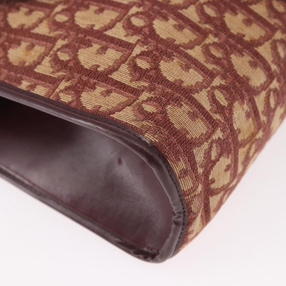 Christian Dior Trotter Canvas Shoulder Bag Red Gold Auth 189897