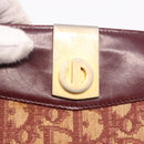 Christian Dior Trotter Canvas Shoulder Bag Red Gold Auth 189897-17