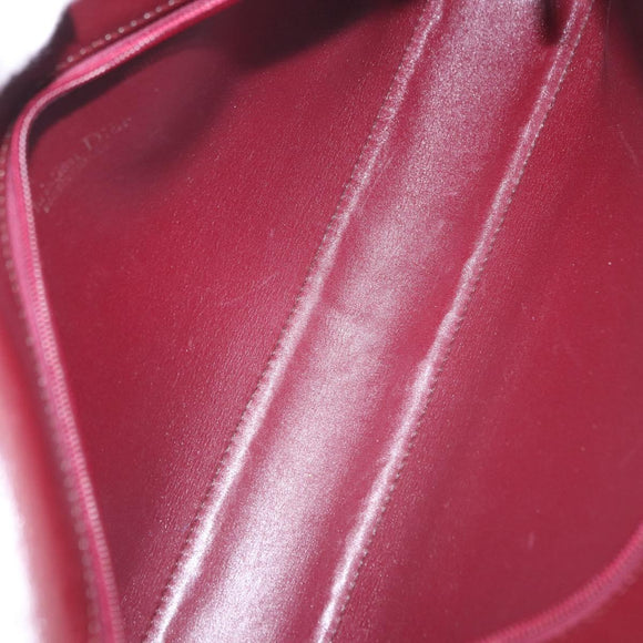Christian Dior Trotter Canvas Shoulder Bag Red Gold Auth 189897