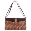 Christian Dior Trotter Canvas Shoulder Bag Red Gold Auth 189897-13