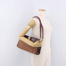 Christian Dior Trotter Canvas Shoulder Bag Red Gold Auth 189897-22