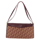 Christian Dior Trotter Canvas Shoulder Bag Red Gold Auth 189897-2