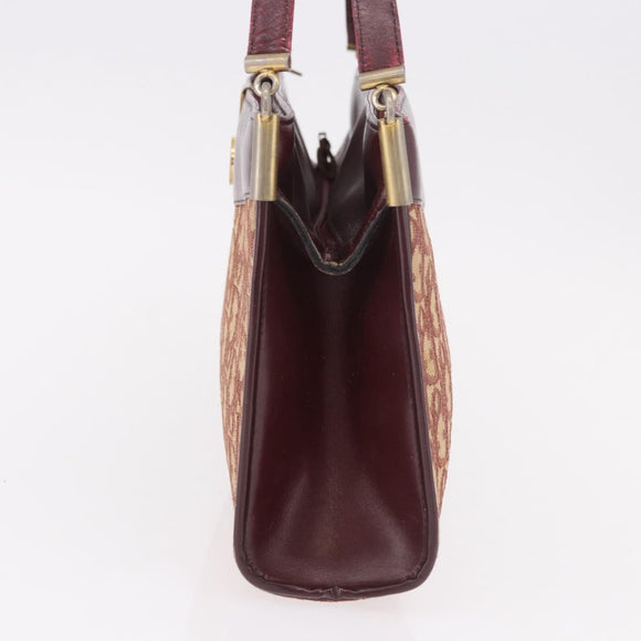 Christian Dior Trotter Canvas Shoulder Bag Red Gold Auth 189897