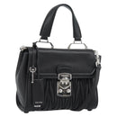Miu Miu Matelasse Hand Bag Leather 2way Black Silver Auth 189898SM-1
