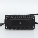 Miu Miu Matelasse Hand Bag Leather 2way Black Silver Auth 189898SM-5