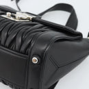 Miu Miu Matelasse Hand Bag Leather 2way Black Silver Auth 189898SM-16