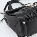Miu Miu Matelasse Hand Bag Leather 2way Black Silver Auth 189898SM-17