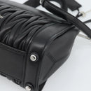Miu Miu Matelasse Hand Bag Leather 2way Black Silver Auth 189898SM-18