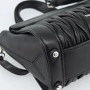 Miu Miu Matelasse Hand Bag Leather 2way Black Silver Auth 189898SM-19