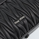 Miu Miu Matelasse Hand Bag Leather 2way Black Silver Auth 189898SM-20