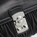 Miu Miu Matelasse Hand Bag Leather 2way Black Silver Auth 189898SM-21