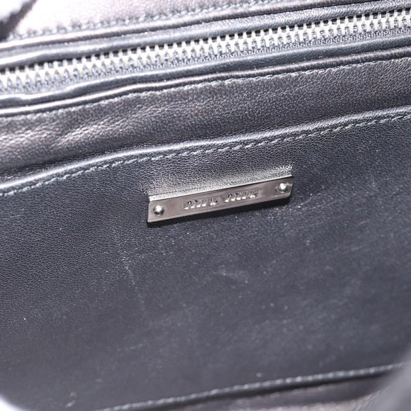 Miu Miu Matelasse Hand Bag Leather 2way Black Silver Auth 189898SM