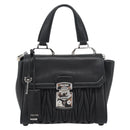 Miu Miu Matelasse Hand Bag Leather 2way Black Silver Auth 189898SM-13