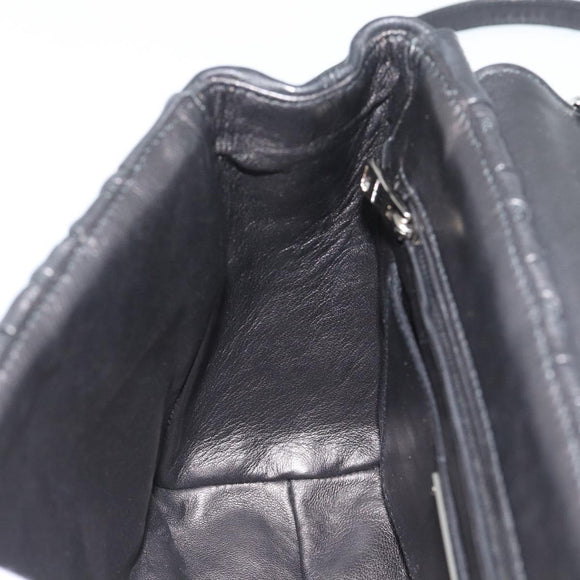 Miu Miu Matelasse Hand Bag Leather 2way Black Silver Auth 189898SM