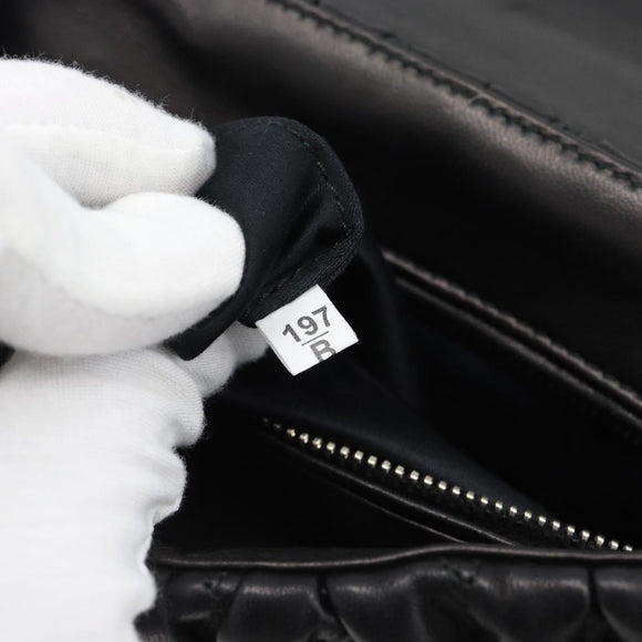 Miu Miu Matelasse Hand Bag Leather 2way Black Silver Auth 189898SM