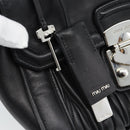Miu Miu Matelasse Hand Bag Leather 2way Black Silver Auth 189898SM-9