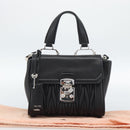 Miu Miu Matelasse Hand Bag Leather 2way Black Silver Auth 189898SM-12