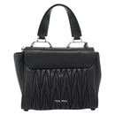 Miu Miu Matelasse Hand Bag Leather 2way Black Silver Auth 189898SM-2