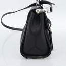 Miu Miu Matelasse Hand Bag Leather 2way Black Silver Auth 189898SM-3