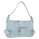 BOTTEGA VENETA Shoulder Bag Nylon Light Blue Silver Auth 189899M-1