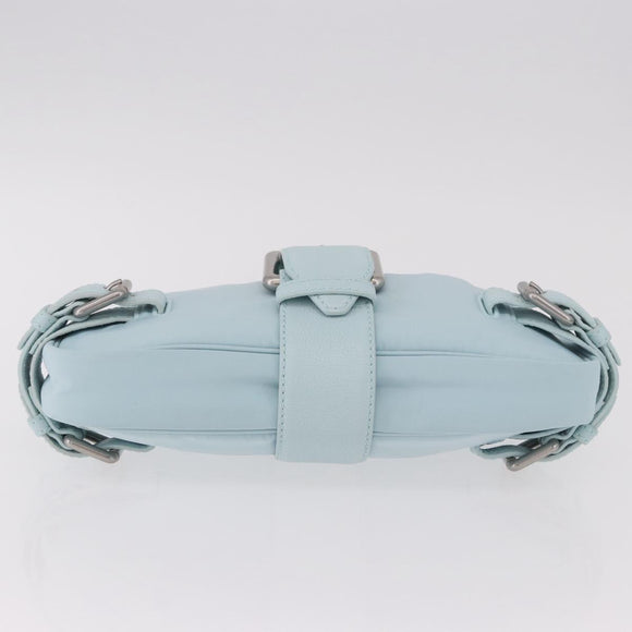 BOTTEGA VENETA Shoulder Bag Nylon Light Blue Silver Auth 189899M