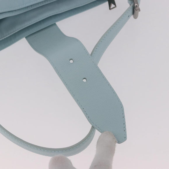 BOTTEGA VENETA Shoulder Bag Nylon Light Blue Silver Auth 189899M