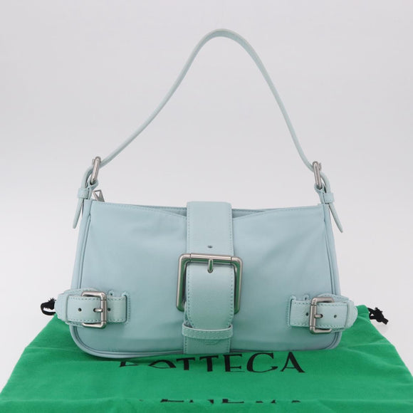 BOTTEGA VENETA Shoulder Bag Nylon Light Blue Silver Auth 189899M